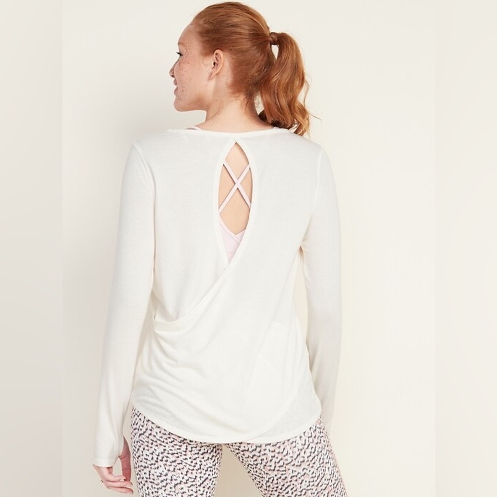 Old Navy Active Relaxed Cutout-Back French Terry Top Women’s Tall Large Creme